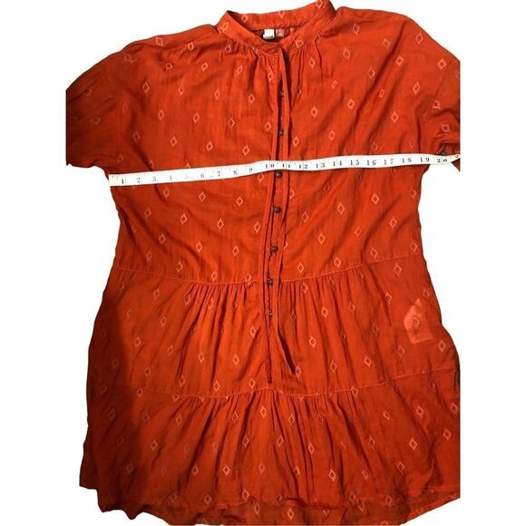 Anthropologie Pilcro harvest orange tiered tunic with metal button accents down - Picture 13 of 16